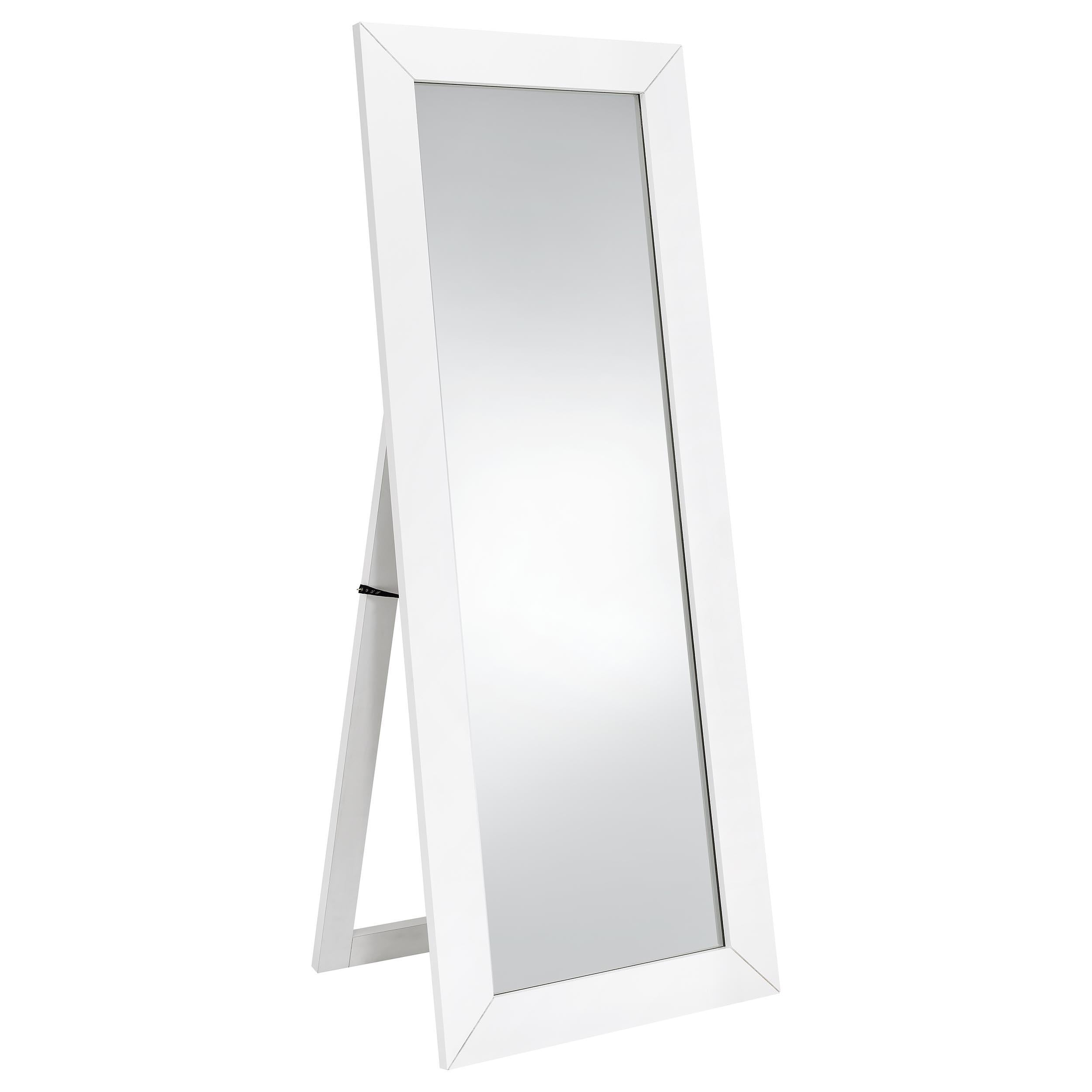 Cadence Tempered Glass Full Length Standing Mirror White High Gloss - 961656