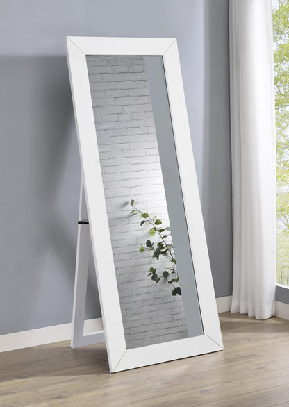 Cadence Tempered Glass Full Length Standing Mirror White High Gloss - 961656
