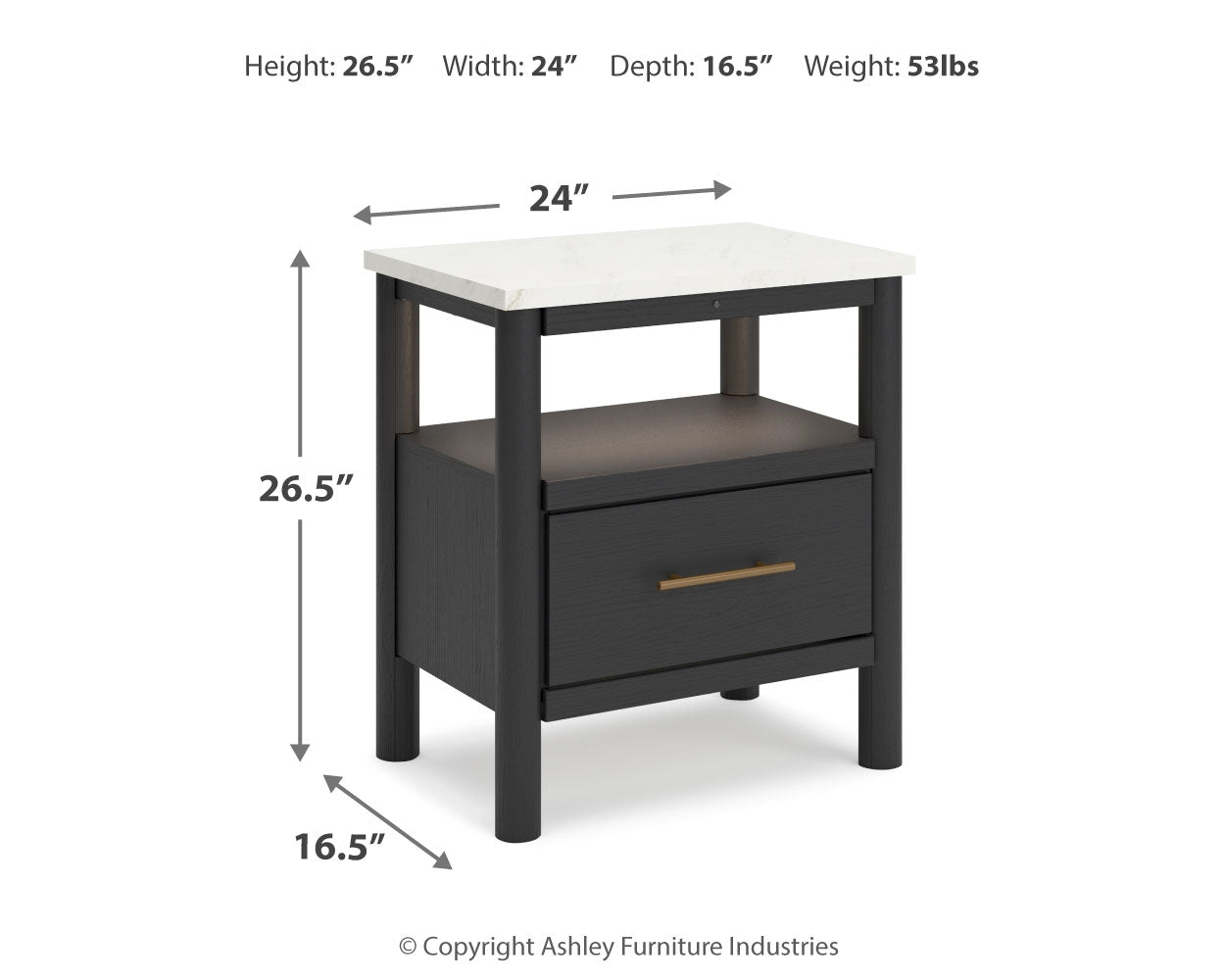 Cadmori Full Upholstered Panel Bed with 2 Nightstands in Black/White - PKG020274