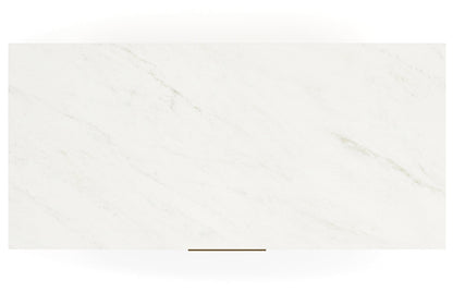 Cadmori Full Upholstered Panel Bed with Mirrored Dresser, Chest and 2 Nightstands in Black/White - PKG020268