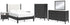 Cadmori Full Upholstered Panel Bed with Mirrored Dresser, Chest and 2 Nightstands in Black/White - PKG020268