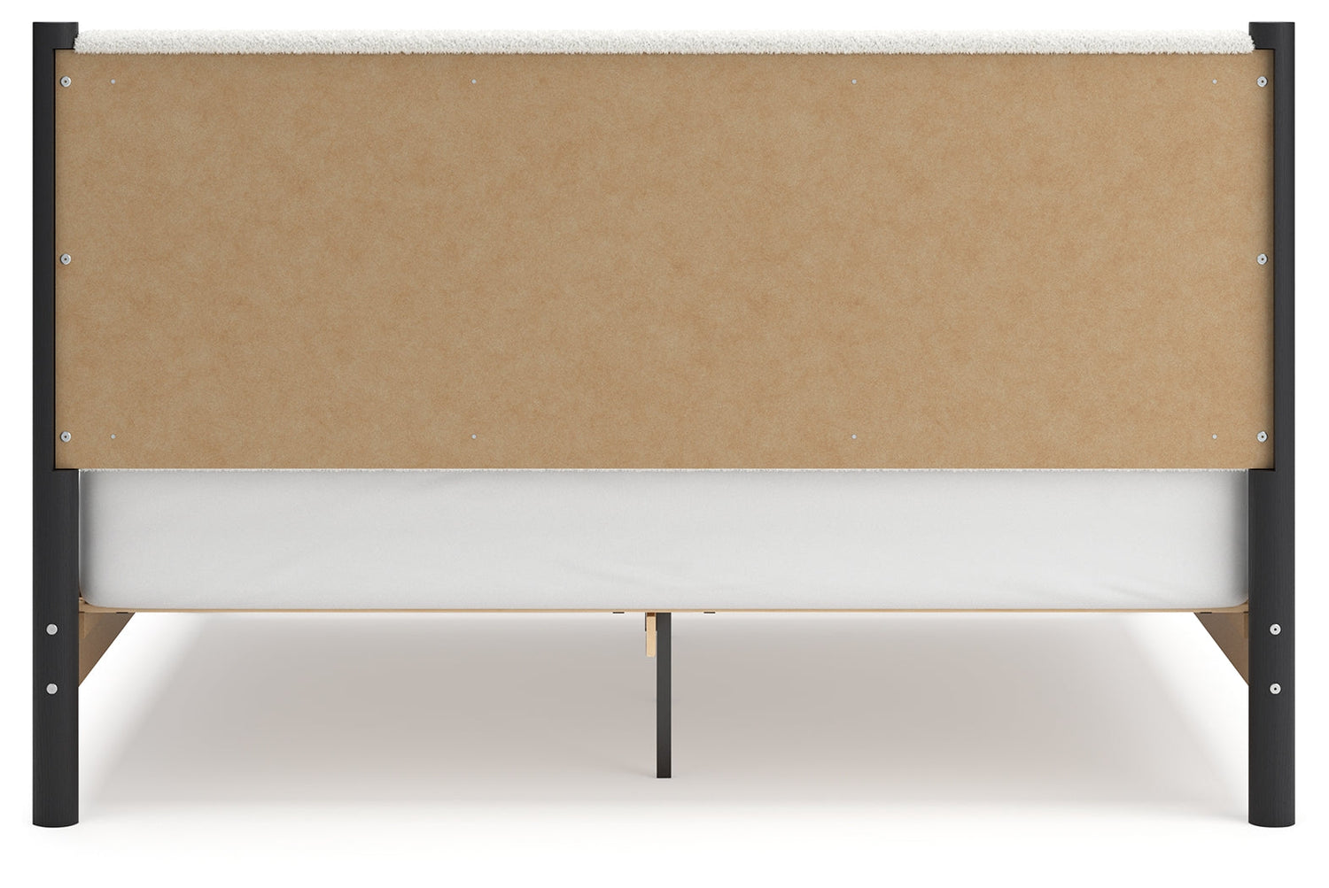 Cadmori King Upholstered Panel Bed with Dresser in Black/White - PKG020281