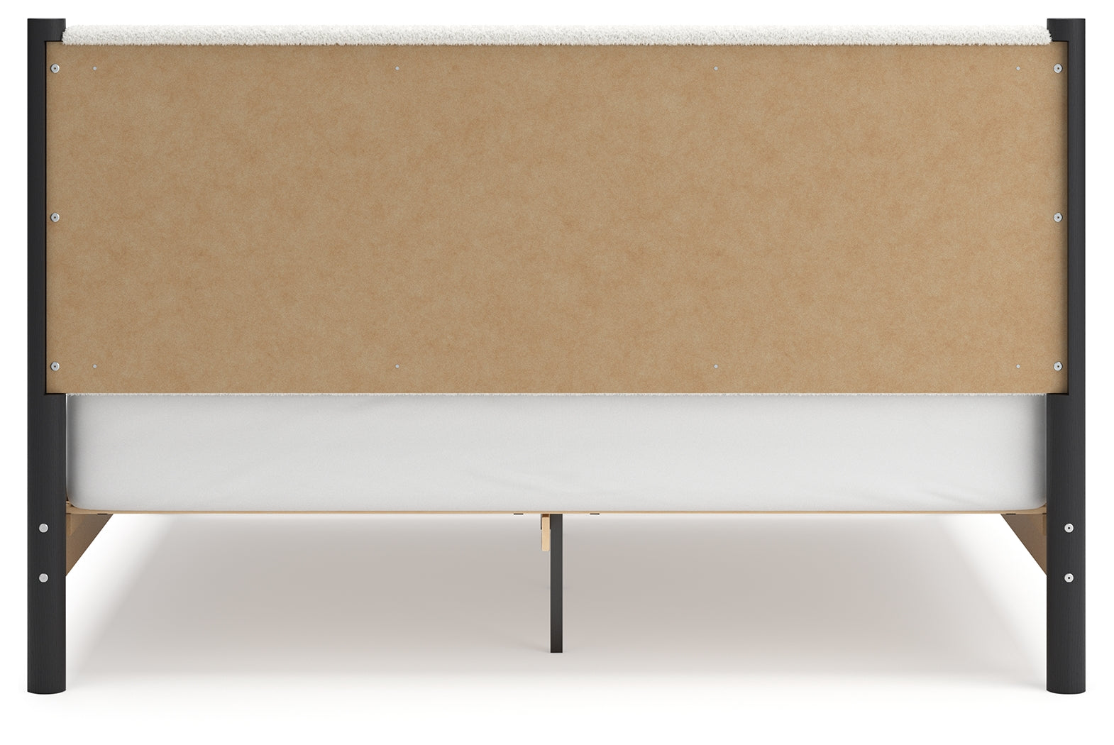 Cadmori King Upholstered Panel Bed with Dresser in Black/White - PKG020281