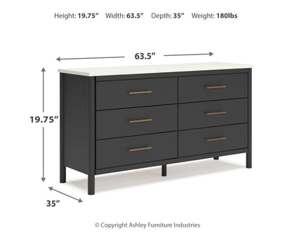 Cadmori King Upholstered Panel Bed with Dresser in Black/White - PKG020281