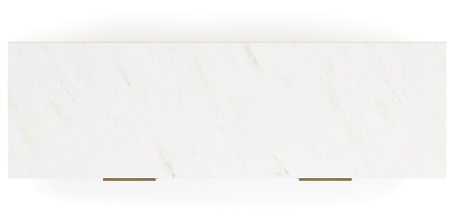 Cadmori King Upholstered Panel Bed with Dresser in Black/White - PKG020281