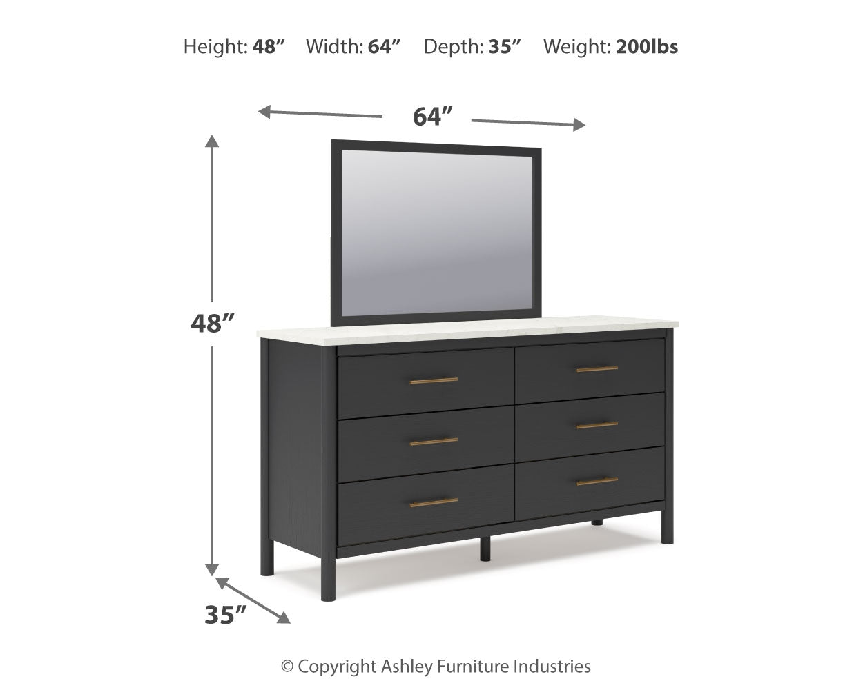 Cadmori King Upholstered Panel Bed with Mirrored Dresser and 2 Nightstands in Black/White - PKG020276