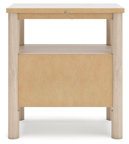 Cadmori Queen Upholstered Panel Bed with 2 Nightstands in Two-tone from Ashley - Luna Furniture