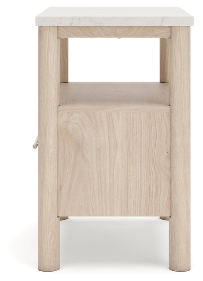 Cadmori Queen Upholstered Panel Bed with 2 Nightstands in Two-tone from Ashley - Luna Furniture