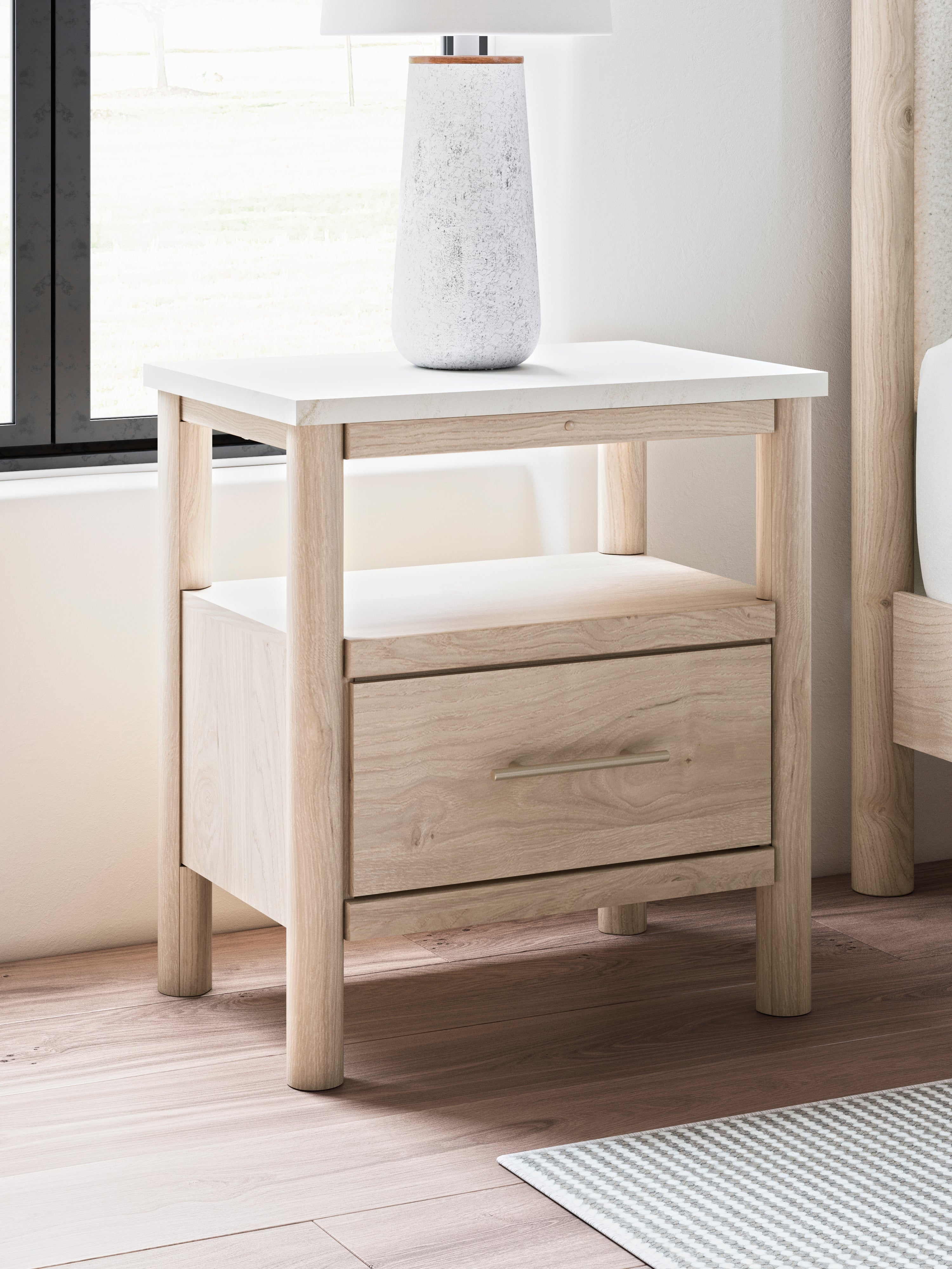 Cadmori Queen Upholstered Panel Bed with Dresser and 2 Nightstands in Two-tone from Ashley - Luna Furniture