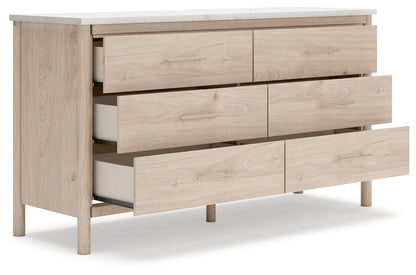 Cadmori Queen Upholstered Panel Bed with Dresser and 2 Nightstands in Two-tone from Ashley - Luna Furniture
