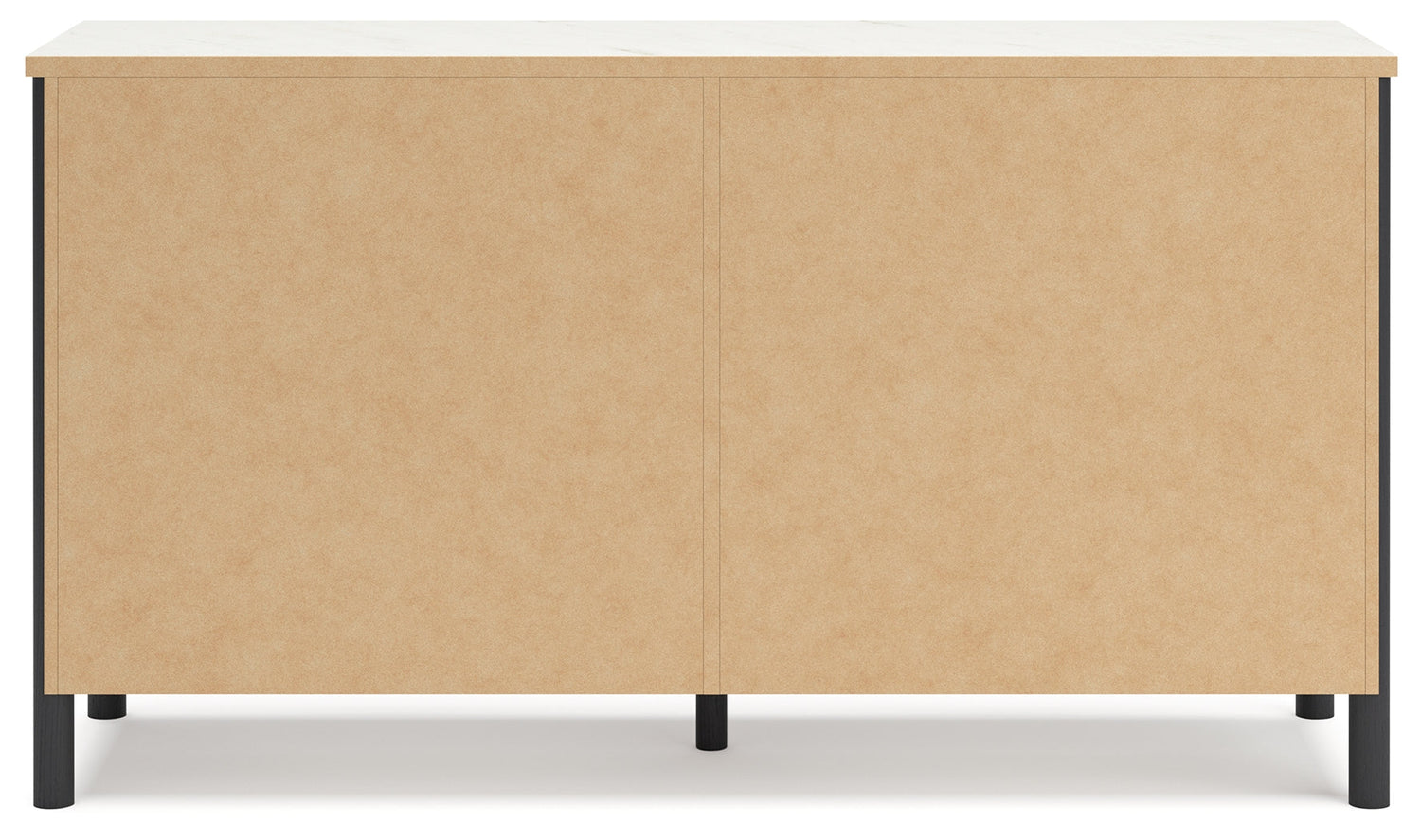 Cadmori Queen Upholstered Panel Bed with Dresser in Black/White - PKG020263