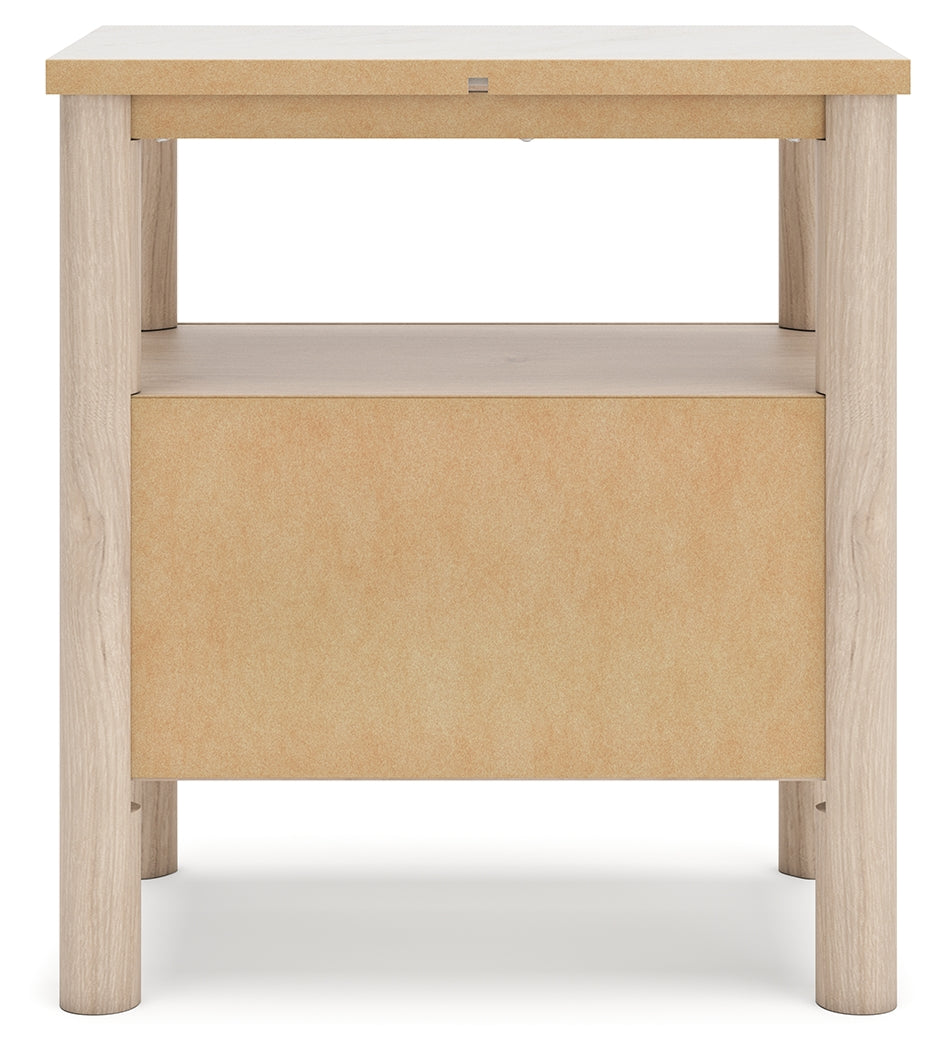 Cadmori Queen Upholstered Panel Bed with Mirrored Dresser, Chest and Nightstand in Two-tone from Ashley - Luna Furniture