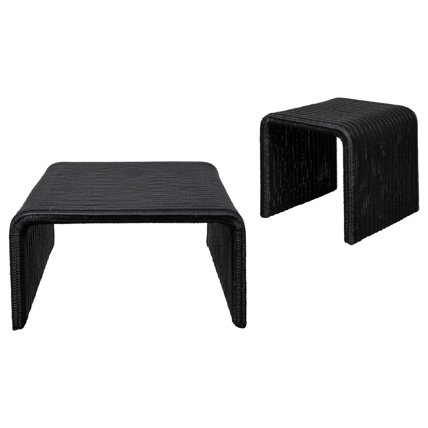 Cahya 2-piece Rattan Coffee and End Table Set Black - 708518-S2