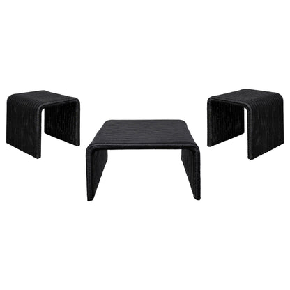 Cahya 3-piece Rattan Coffee and End Table Set Black - 708518-S3