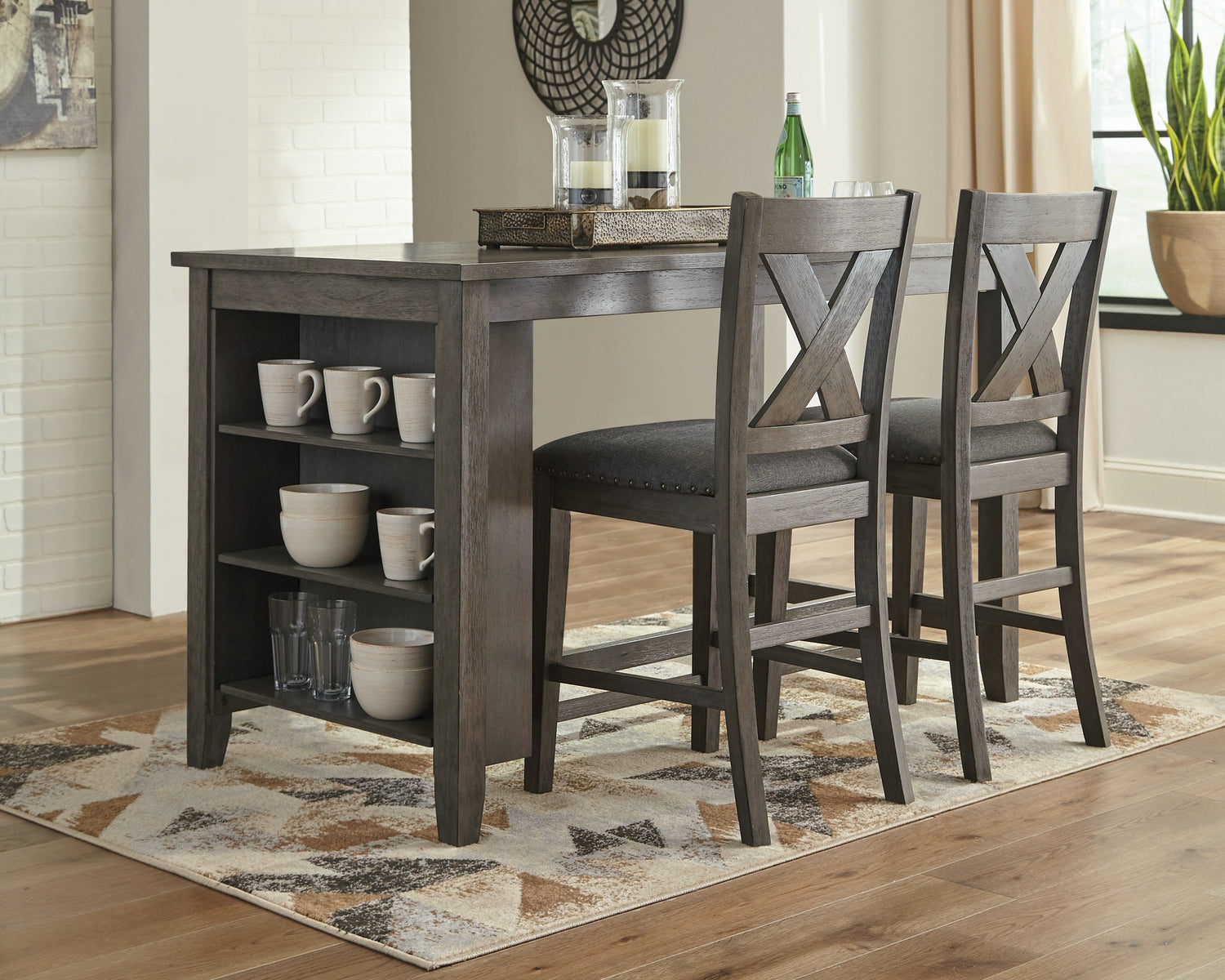 Caitbrook Counter Height Dining Table and 2 Barstools in Gray from Ashley - Luna Furniture