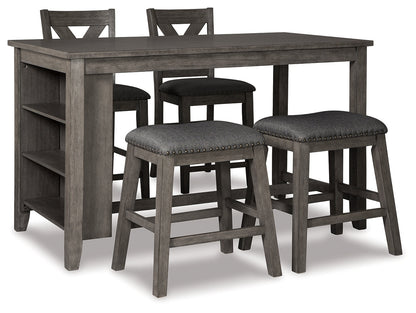 Caitbrook Counter Height Dining Table and 4 Barstools in Gray from Ashley - Luna Furniture