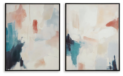 Caldish Blue/White/Pink Wall Art (Set of 2) - A8000415