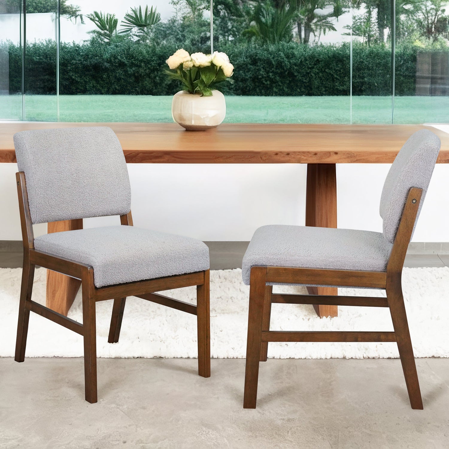 Caldwell Dining Chair Set of 2 - Light Grey Boucle - DCH00904201