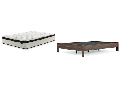 Calverson Queen Platform Bed with Mattress in Mocha - PKG018341