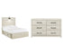Cambeck Full Panel Bed with 2 Storage Drawers with Dresser in Whitewash - PKG002985