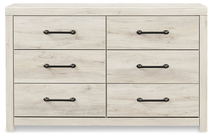 Cambeck Full Panel Bed with 2 Storage Drawers with Dresser in Whitewash - PKG002985