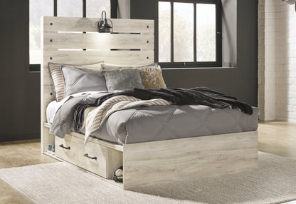 Cambeck Full Panel Bed with 4 Storage Drawers with Dresser in Whitewash - PKG003055