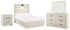 Cambeck Full Panel Bed with Mirrored Dresser and Nightstand in Whitewash - PKG019209