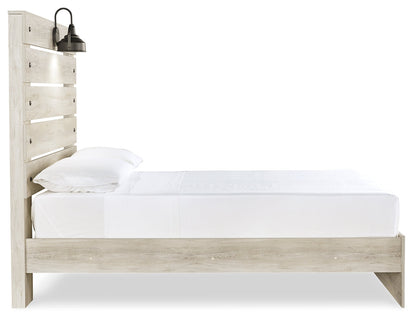 Cambeck Full Panel Bed with Mirrored Dresser and Nightstand in Whitewash - PKG019209