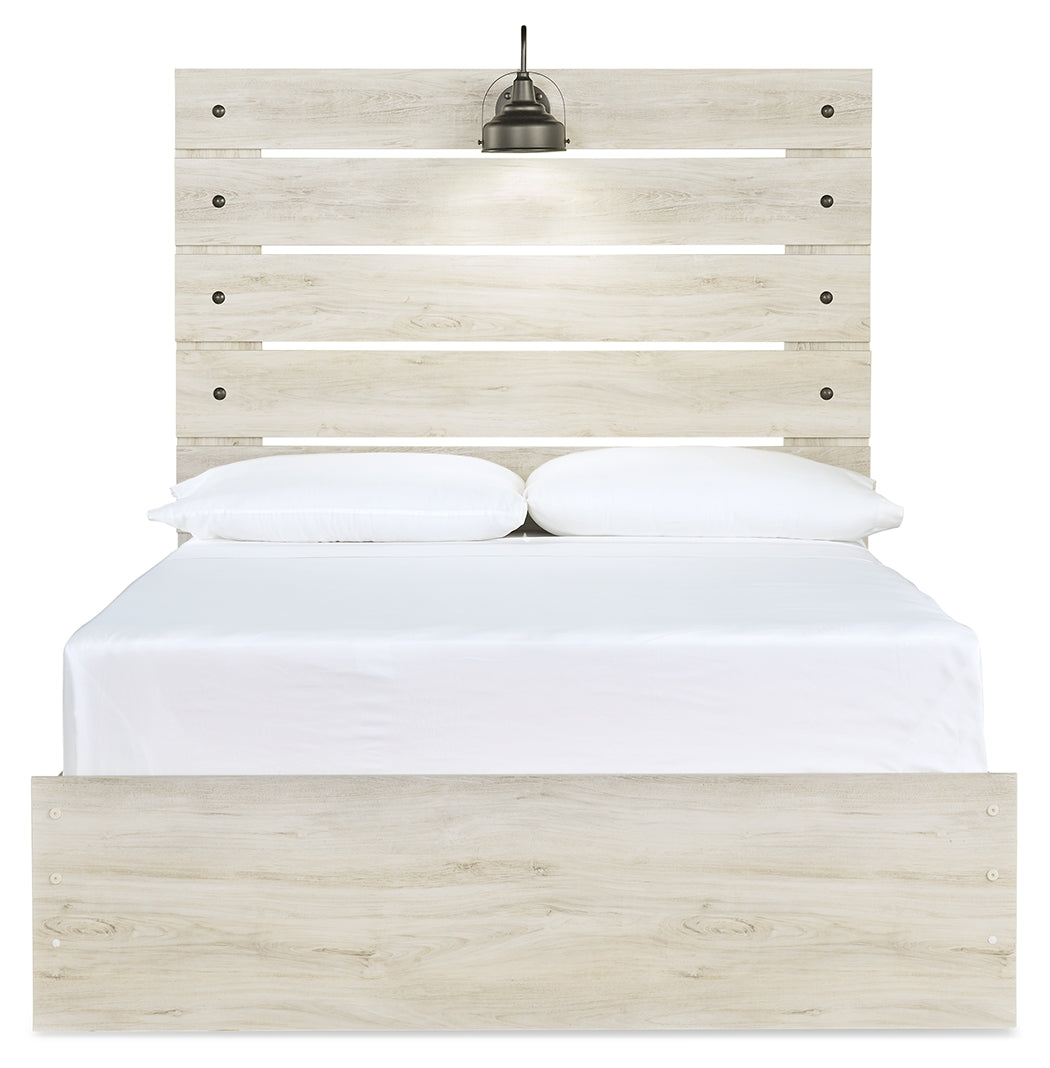 Cambeck Full Panel Bed with Mirrored Dresser and Nightstand in Whitewash - PKG019209