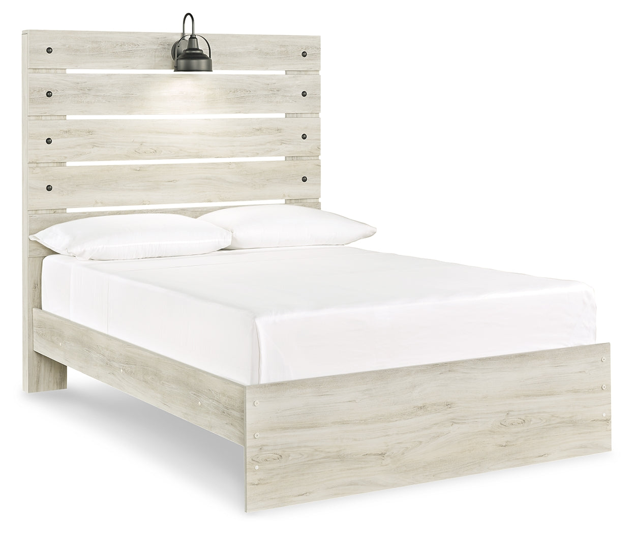 Cambeck Full Panel Bed with Mirrored Dresser, Chest and 2 Nightstands in Whitewash from Ashley - Luna Furniture