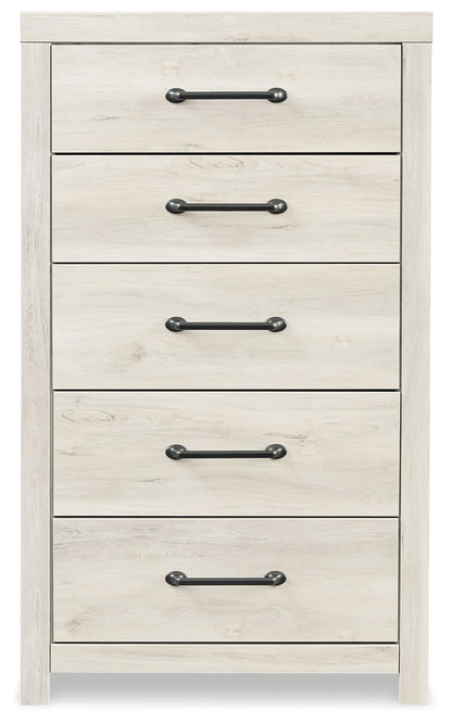 Cambeck King Panel Bed with 2 Storage Drawers with Mirrored Dresser, Chest and 2 Nightstands in Whitewash from Ashley - Luna Furniture
