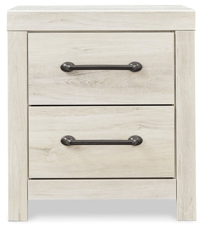 Cambeck King Panel Bed with 4 Storage Drawers with Mirrored Dresser, Chest and 2 Nightstands in Whitewash - PKG003030