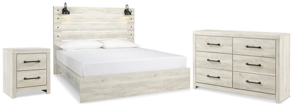 Cambeck King Panel Bed with Dresser and Nightstand in Whitewash - PKG019213