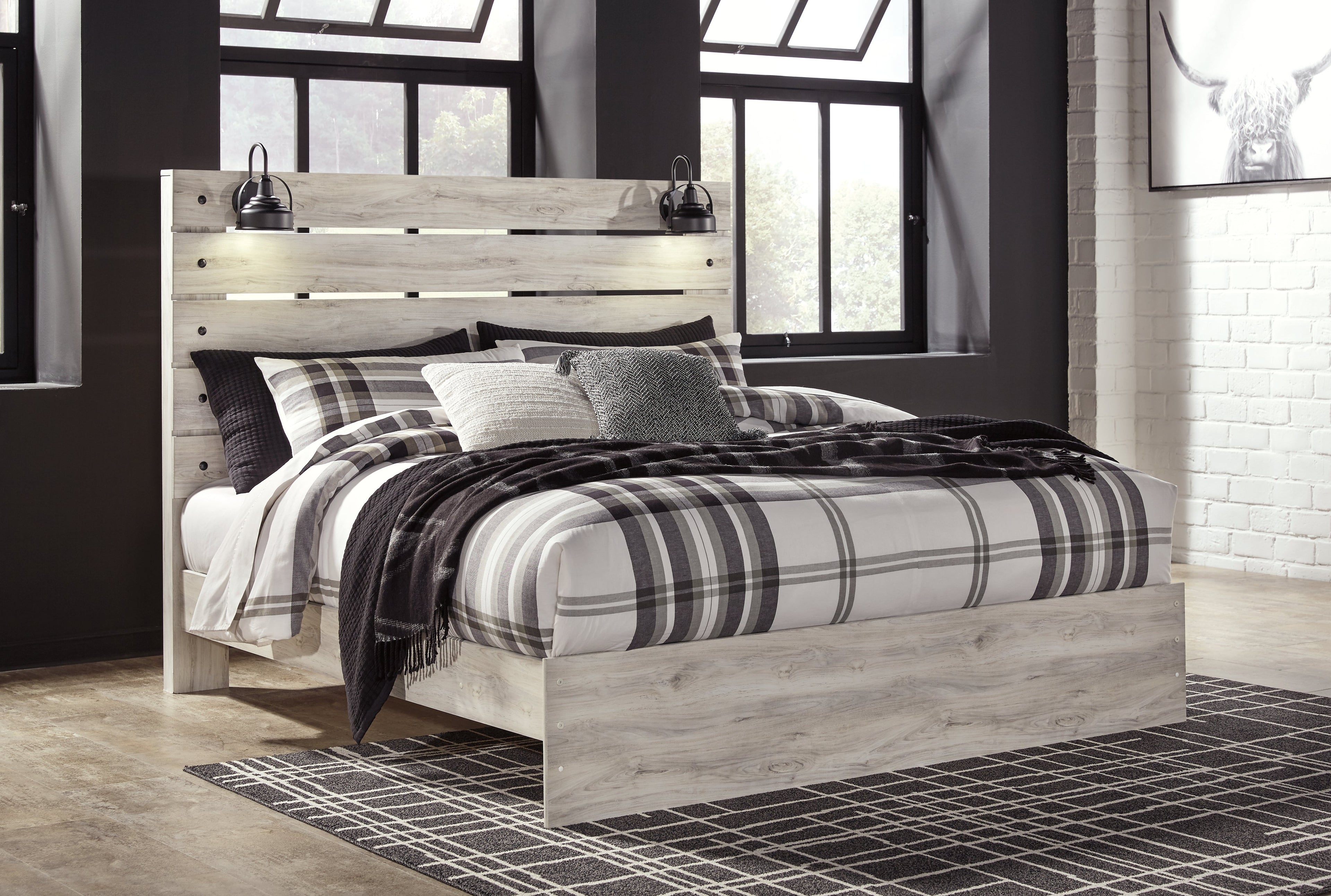 Cambeck King Panel Bed with Dresser in Whitewash - PKG003031