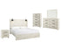 Cambeck King Panel Bed with Mirrored Dresser, Chest and Nightstand in Whitewash - PKG003035