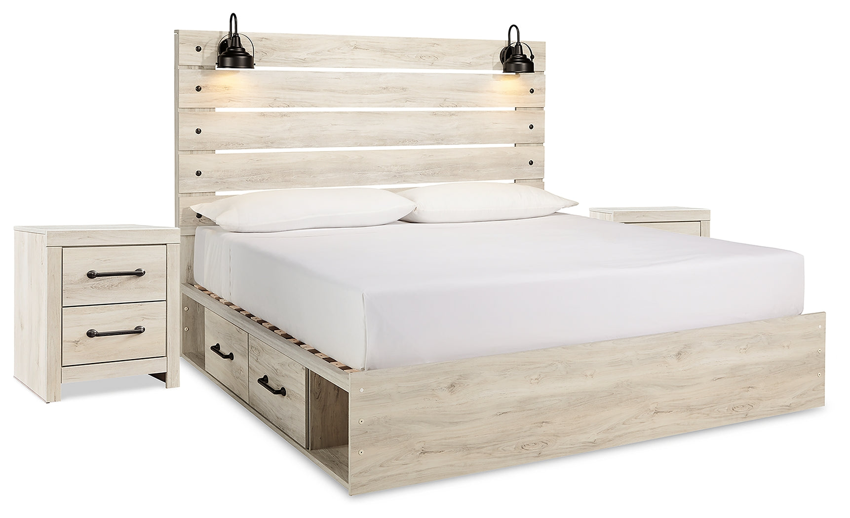 Cambeck King Panel Bed with Storage and 2 Nightstands - B192B115