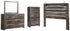 Cambeck King Panel Headboard Bed with Mirrored Dresser and Chest in Whitewash - PKG003124