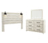 Cambeck King Panel Headboard Bed with Mirrored Dresser in Whitewash - PKG002967