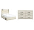 Cambeck Queen Panel Bed with 2 Storage Drawers with Dresser in Whitewash - PKG002993