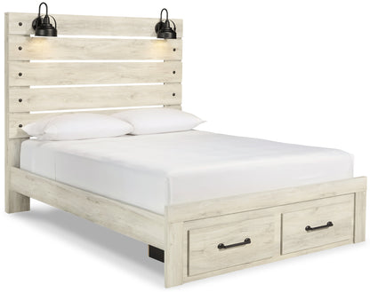 Cambeck Queen Panel Bed with 2 Storage Drawers with Dresser in Whitewash - PKG003092