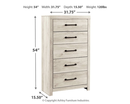 Cambeck Queen Panel Bed with 4 Storage Drawers with Mirrored Dresser, Chest and 2 Nightstands in Whitewash - PKG003023
