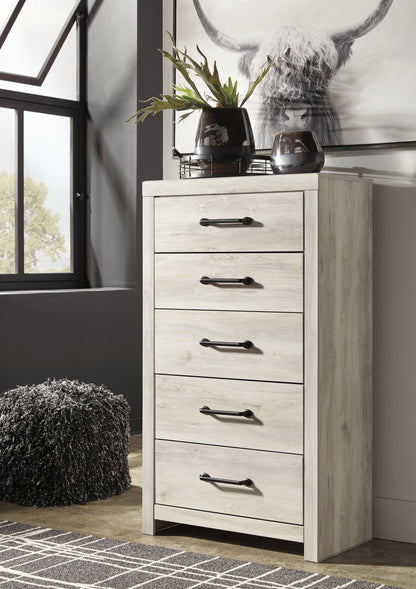 Cambeck Queen Panel Bed with 4 Storage Drawers with Mirrored Dresser, Chest and 2 Nightstands in Whitewash - PKG003023