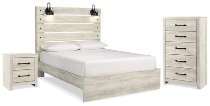Cambeck Queen Panel Bed with Chest and Nightstand in Whitewash from Ashley - Luna Furniture