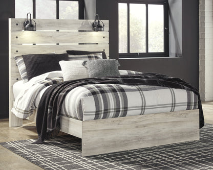 Cambeck Queen Panel Bed with Mirrored Dresser and 2 Nightstands in Whitewash - PKG003082