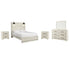 Cambeck Queen Panel Bed with Mirrored Dresser and 2 Nightstands in Whitewash - PKG003082