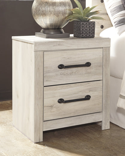 Cambeck Queen Panel Bed with Mirrored Dresser and Nightstand in Whitewash - PKG014117