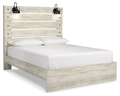 Cambeck Queen Panel Bed with Mirrored Dresser, Chest and Nightstand in Whitewash - PKG003084