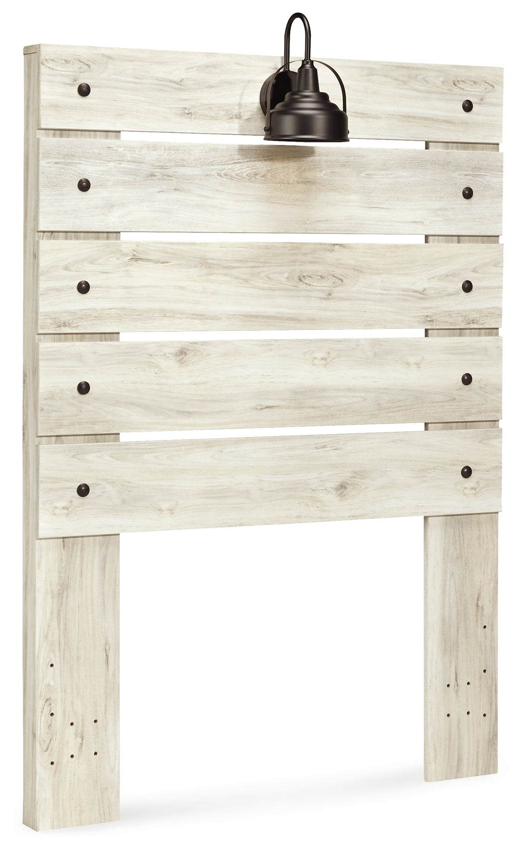 Cambeck Twin Panel Headboard Bed with Mirrored Dresser, Chest and Nightstand in Whitewash - PKG002955