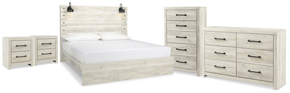 Cambeck Whitewash King Panel Bed, Dresser, Chest and 2 Nightstands - B192B112