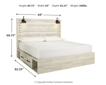Cambeck Whitewash King Panel Bed with Storage, Chest and 2 Nightstands - B192B80